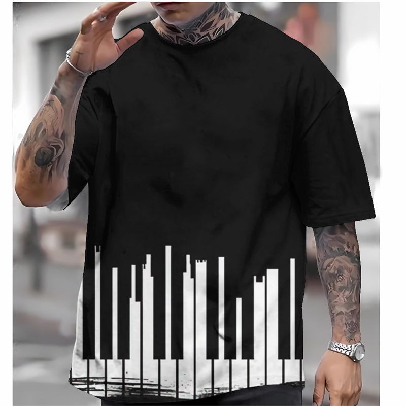 Audio Music Notes - Moda Piyano Tuşları Grafik T-shirt Yaz