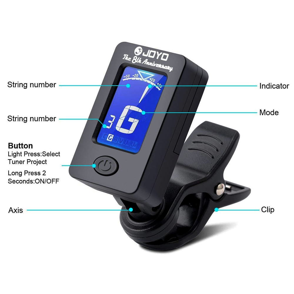 JOYO Gitar Tuner JT-01 360 Der - Guitar Tuner Clip incelemesi ve fiyatı